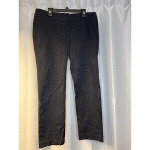 Ann Taylor LOFT Womens Black Marisa Leopard Print 14T Pants Whimsy Goth